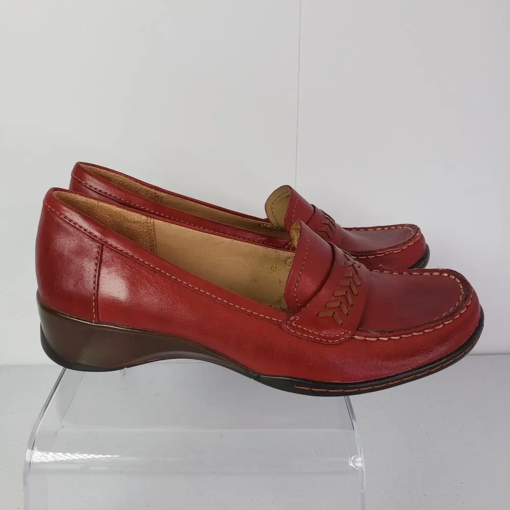Naturalizer Vanish Women's 6M Red Shoes Leather Upper Low Wedges Comfort Stylish - Picture 3 of 12